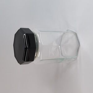 Vintage Arcoroc Octime Black and Clear Glass Jar Made in France